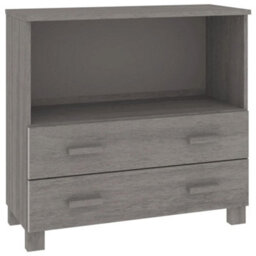 Berkfield Sideboard Light Grey 85X35X80 Cm Solid Wood Pine - thumbnail 2