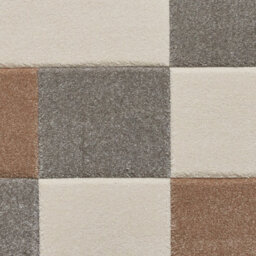 Grey Beige Modern Bordered Chequered Geometric Rug For Dining Room-60Cm X 120Cm - thumbnail 3