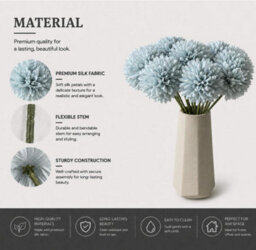 Amorly 38Pcs Artificial Pure Blue Ball Chrysanthemum Flowers Artificial Mums Flowers For Home Table Centerpiece Decor Silk Flowers - thumbnail 5