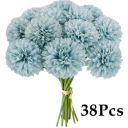 Amorly 38Pcs Artificial Pure Blue Ball Chrysanthemum Flowers Artificial Mums Flowers For Home Table Centerpiece Decor Silk Flowers - thumbnail 1