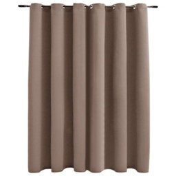 Berkfield Blackout Curtain With Metal Rings Taupe 290X245 Cm - thumbnail 2