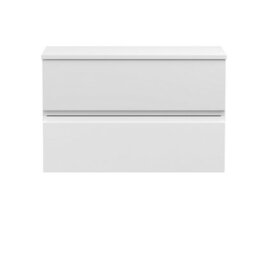 Hudson Reed Urban 805mm Satin White Wall Hung 2 Drawer Vanity Unit And Worktop With Silent Close, 518 X 805 X 390mm - thumbnail 1