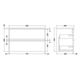 Hudson Reed Urban 805mm Satin White Wall Hung 2 Drawer Vanity Unit And Worktop With Silent Close, 518 X 805 X 390mm - thumbnail 2