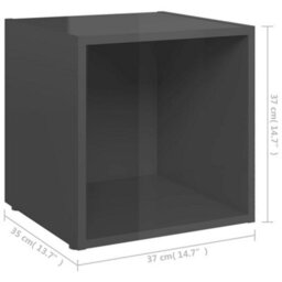 Berkfield Tv Cabinets 4 Pcs High Gloss Grey 37X35X37 Cm Engineered Wood - thumbnail 8