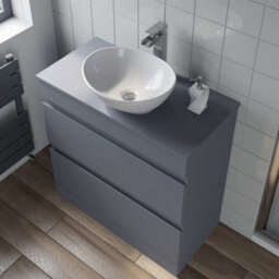 Affine 800mm Bathroom Vanity Unit Countertop Wash Basin Sink Oval Floor Standing Grey - thumbnail 5