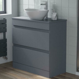 Affine 800mm Bathroom Vanity Unit Countertop Wash Basin Sink Oval Floor Standing Grey - thumbnail 1