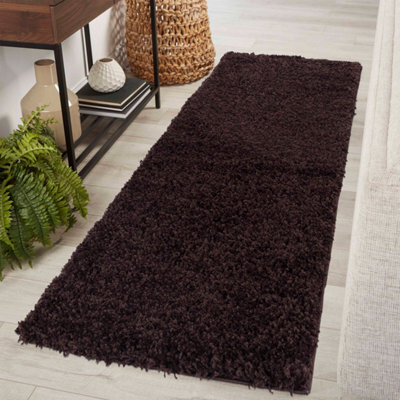 Desire Rugs Plain Living Room Shaggy Area Rugs Brown Runner 60X220 Cm - image 1