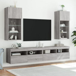 Walplus Tv Cabinet With Led Lights Grey Sonoma 40.5X30X90 Cm - thumbnail 3