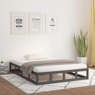 Berkfield Bed Frame Grey 150X200 Cm King Size Solid Wood - image 1