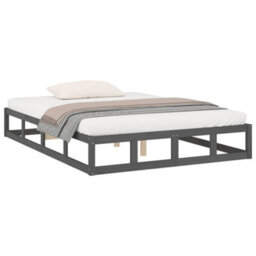Berkfield Bed Frame Grey 150X200 Cm King Size Solid Wood - thumbnail 3