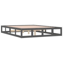 Berkfield Bed Frame Grey 150X200 Cm King Size Solid Wood - thumbnail 4