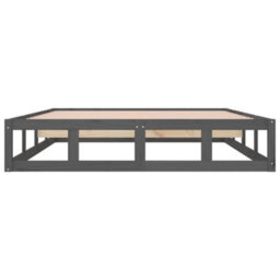 Berkfield Bed Frame Grey 150X200 Cm King Size Solid Wood - thumbnail 5