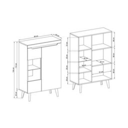 Arte Elegant Nordi Display Cabinet H1340mm W900mm D400mm In White Gloss And Oak Riviera - Stylish Showcase Solution - thumbnail 4