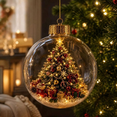 Amorly Lighted Christmas Ornament Clear Pvc Globe Hanging Decoration Glowing Christmas Ornament For Christmas Tree Holiday Decor(Tree) - image 1