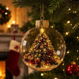 Amorly Lighted Christmas Ornament Clear Pvc Globe Hanging Decoration Glowing Christmas Ornament For Christmas Tree Holiday Decor(Tree) - thumbnail 3