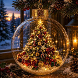 Amorly Lighted Christmas Ornament Clear Pvc Globe Hanging Decoration Glowing Christmas Ornament For Christmas Tree Holiday Decor(Tree) - thumbnail 2