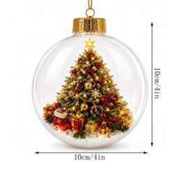 Amorly Lighted Christmas Ornament Clear Pvc Globe Hanging Decoration Glowing Christmas Ornament For Christmas Tree Holiday Decor(Tree) - thumbnail 5