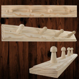 Woodeedoo 4 Peg Wooden Coat Hook Wall Mounted Natural Pine Unpainted Hook Rail Hanger For Wall Or Door 37 X 6 X 5.5 Cm - thumbnail 2