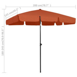 Berkfield Beach Umbrella Terracotta 200X125 Cm - thumbnail 8