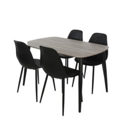 Core Products Aspen Grey Oak Effect 120Cm Rectangular Dining Table With 4 Black Plastic Curve Design Chairs - thumbnail 2