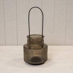 Four Candle Satchville Warm Grey Glass Candle Holder With Handle Large - thumbnail 2