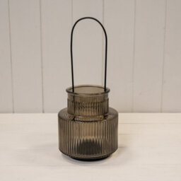 Four Candle Satchville Warm Grey Glass Candle Holder With Handle Large - thumbnail 1