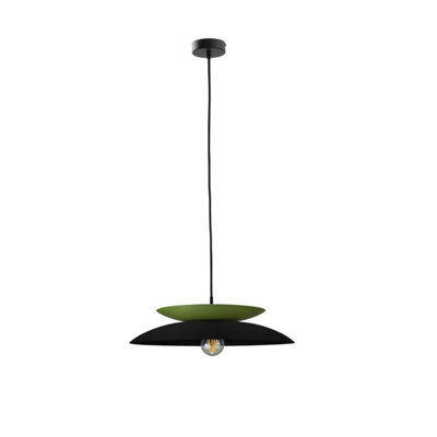 Luminosa Lighting Luminosa Ferro Dome Pendant Ceiling Light Black, Green 1X E27 - image 1