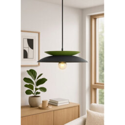 Luminosa Lighting Luminosa Ferro Dome Pendant Ceiling Light Black, Green 1X E27 - thumbnail 2