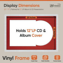 "AK Frames 25X17"" White Classic Vinyl Record Frame With Crimson Mount For 12 Inch Lp Cover & Disc - Overlapped Design" - thumbnail 2