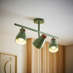 Valuelights Parker Green And Walnut 3 Way Ceiling Light - thumbnail 1