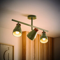 Valuelights Parker Green And Walnut 3 Way Ceiling Light - thumbnail 2