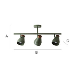 Valuelights Parker Green And Walnut 3 Way Ceiling Light - thumbnail 7