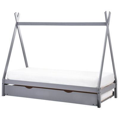 Beliani Kids Trundle Bed Pine Wood Talmontiers 90 X 200 Cm (Eu Single) Grey - image 1
