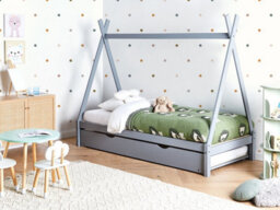 Beliani Kids Trundle Bed Pine Wood Talmontiers 90 X 200 Cm (Eu Single) Grey - thumbnail 2