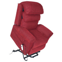 Loops Comfortable Wall Hugging Rise & Recline Arm Chair In Red Chenille Fabric With Waterfall Pillow - thumbnail 2