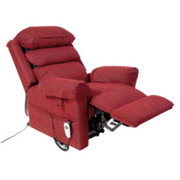 Loops Comfortable Wall Hugging Rise & Recline Arm Chair In Red Chenille Fabric With Waterfall Pillow - thumbnail 3