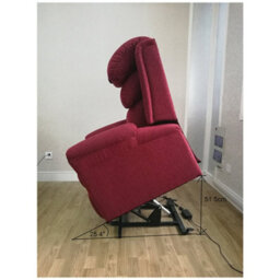 Loops Comfortable Wall Hugging Rise & Recline Arm Chair In Red Chenille Fabric With Waterfall Pillow - thumbnail 6