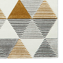 Grey Yellow Modern Geometric Easy To Clean Rug For Dining Room-160Cm X 220Cm - thumbnail 5