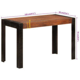 Berkfield Dining Table Honey Brown 120X60X76 Cm Solid Wood Mango - thumbnail 9