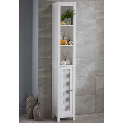 Aspect Furniture Vera Faux Rattan Tall Storage Cabinet,white - image 1