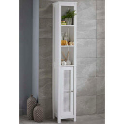 Aspect Furniture Vera Faux Rattan Tall Storage Cabinet,white - thumbnail 1