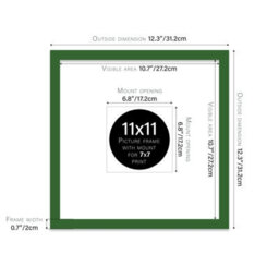 "11X11"" Green Picture Frame - 11X11"" Square Frame With 7X7"" Mount For 11X11""/7X7"" Pictures Art Deco Style Room Decor, 1 Pack" - thumbnail 2