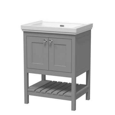 Dezine Colorado 600mm Cool Grey 0 Tap Hole Floorstanding Vanity Unit - image 1
