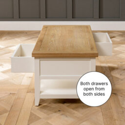 The Furniture Market Cheshire Cream Painted 2 Drawer Coffee Table With Shelf - thumbnail 6