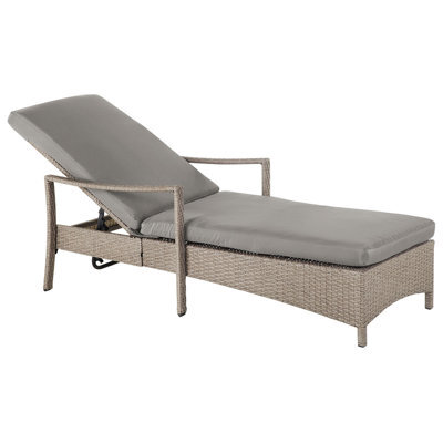 Beliani Sun Lounger With Cushion Vasto Reclining Pe Rattan Taupe - image 1