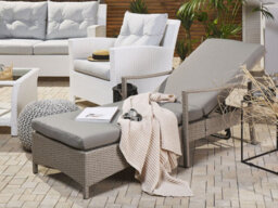 Beliani Sun Lounger With Cushion Vasto Reclining Pe Rattan Taupe - thumbnail 2