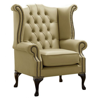 Chesterfield High Back Wing Chair Shelly Golders Green Leather Bespoke In Queen Anne Style - image 1