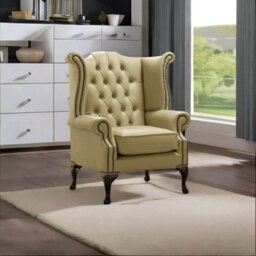 Chesterfield High Back Wing Chair Shelly Golders Green Leather Bespoke In Queen Anne Style - thumbnail 2