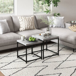 Wyld Haus Keco Set Of 2 Grey Nesting Coffee Tables With 3.5Cm Thick Tabletops, Square Hairpin Legs - thumbnail 2