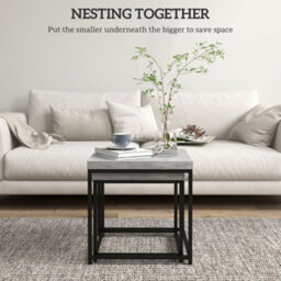 Wyld Haus Keco Set Of 2 Grey Nesting Coffee Tables With 3.5Cm Thick Tabletops, Square Hairpin Legs - thumbnail 4